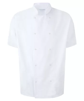 Short Sleeved Studded Chefs Jacket - Workwear Garments - CLEAN Services